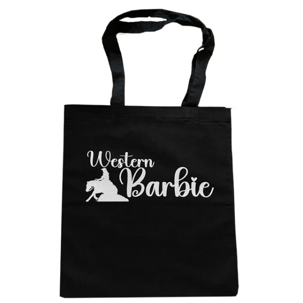 western barbie reining motiv schwarz glitzerschrift